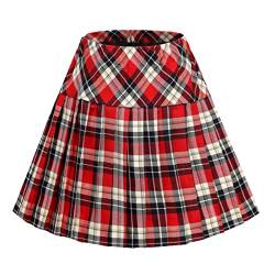 Damen Elastische Taille Plaid Faltenrock Tartan Skater Schule Uniform Mini Röcke, Serie 16, XX-Large von Urban CoCo