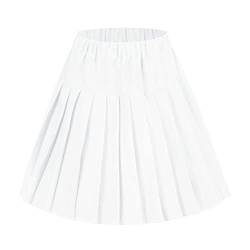 Damen Elastische Taille Plaid Faltenrock Tartan Skater Schule Uniform Mini Röcke, reines Weiß, XX-Large von Urban CoCo