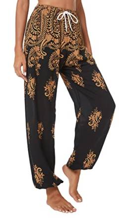 Urban CoCo Damen Blumendruck Elastische Taille Kordelzug Casual Boho Yoga Harem Jogger Leichte Hose mit Taschen, #28, M von Urban CoCo