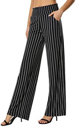 Urban CoCo Damen Boho Palazzo Pants Wide Leg Lounge Pants, Schwarz/Weiß, Groß von Urban CoCo