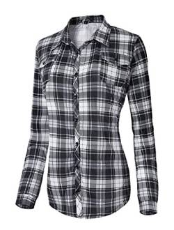 Urban CoCo Damen Klassisches kariertes Hemd mit Button-Down-Langarm-Bluse XX-Large # 5 von Urban CoCo
