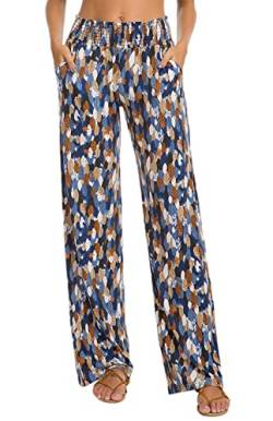 Urban CoCo Damen-Palazzo-Hose im Boho-Stil, weites Bein, Strandhose, hohe Taille, Loungehose mit Taschen, P9, X-Large von Urban CoCo