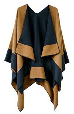 Urban CoCo Damen Schal Wrap Poncho Ruana Cape Cardigan Open Front Mantel für Herbst Winter Urlaub, Schwarz 2, Einheitsgröße von Urban CoCo