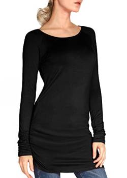 Urban Coco Damen Casual T-Shirt Langarm Solide Tunika Tops Slim Fit Mittel Schwarz von Urban CoCo