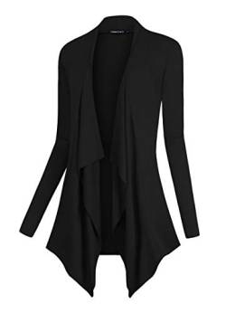 Urban Coco Damen Drapieren Vorne Offen Cardigan Langarm Unregelmäßiger Rand groß schwarz von Urban CoCo