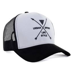 Urban Effort Lifestyle Trucker Hüte für Männer & Frauen, verstellbare Baseball-Mesh-Mütze – moderne und bequeme Herren-Kappe zum Verschließen, Schwarz/Weiß, M von Urban Effort