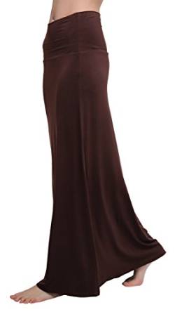 Damen Rock Lange Elastischer Strertchy Zigeuner Maxi Rock (XL, Rum Raisin) von Urban GoCo