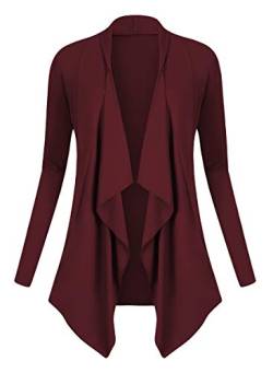 Urban GoCo Damen Strickjacke Cardigan Langarmshirt Wasserfall Strickmantel (L, Windsor Wine) von Urban GoCo