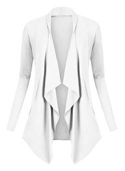 Urban GoCo Damen Strickjacke Cardigan Langarmshirt Wasserfall Strickmantel (S, Weiß) von Urban GoCo