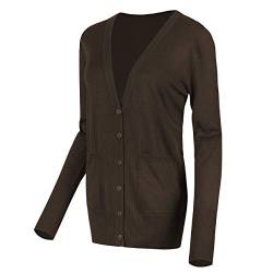 Urban GoCo Damen Strickjacke Cardigan mit V-Ausschnitt (L, Kaffee) von Urban GoCo