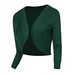 Urban GoCo Damen V-Ausschnitt Kurz-Strickweste Strickjacke 3/4 Ärmel (L, 2 dunkelgrün) von Urban GoCo