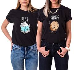 Best Friends BFF Beste Freunde T-Shirt für Zwei Mädchen - 1x Damen Tshirt Cookie Schwarz L von Urban Kingz