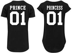 Couple Pärchen Prince Princess Oversize Long T-Shirt - Damen Shirt Schwarz XS von Urban Kingz