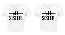 Damen Bauchfrei Crop Top Best Friends BFF Sister Beste Freunde - 1 Shirt Weiß M von Urban Kingz