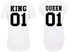 King Queen Couple Pärchen Oversize Long T-Shirt - Herren Shirt Weiß XL von Urban Kingz