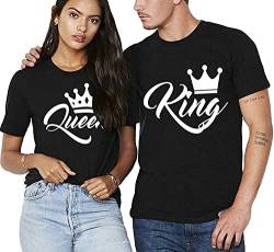Partner Pärchen King & Queen T-Shirt mit Logo Spruch - 1x Shirt Damen Schwarz L von Urban Kingz