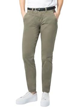 Urban Surface Damen Chino Stoff-Hose mit Flecht-Gürtel Middle-Green L von Urban Surface