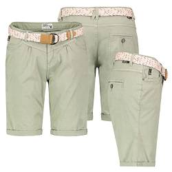 Urban Surface Damen Short Bermuda Kurze Hose Sommer Chino Stoff Knielang mit Gürtel, Hosengröße:L / 40, Farbe:Grün von Urban Surface