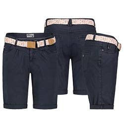 Urban Surface Damen Short Bermuda Kurze Hose Sommer Chino Stoff Knielang mit Gürtel, Hosengröße:L / 40, Farbe:Navy von Urban Surface