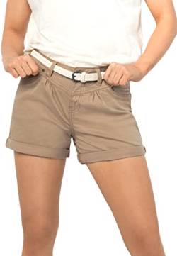 Urban Surface Damen Shorts mit schmalem Gürtel Kurze Hose Middle-Brown S von Urban Surface