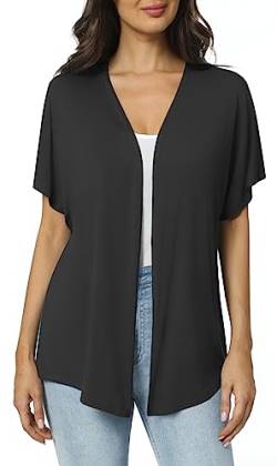 Urban CoCo Damen Leichte Kurzarm Kimono Cardigan Casual Dolman Mantel Lose Cover Ups, schwarz, Mittel von Urban CoCo