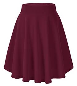 Urban CoCo Damen grund versatile stretchy ausgestellte beiläufige mini skater-rock mittel wein-rot-long von Urbancoco