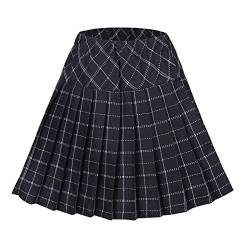 Urbancoco Damen Schulmädchen-Stil Faltenrock Elastische Hohe Taille Minirock (M, 9 schwarz) von Urbancoco