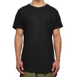 Urbandreamz Herren Long Shaped Turnup T-Shirt Black - S - von Urbandreamz