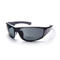 Urbanium Eyewear Modell Rio – sportliche Sonnenbrille in schwarz - polarisierend mit unauffälligen Lesefenster im unteren Bereich der Gläser mit Addition +2.00 von Urbanium Eyewear