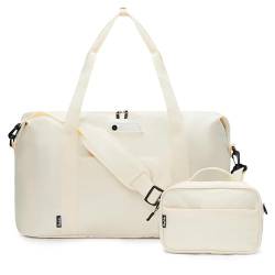 Uselike Weekender Bags für Damen, Reisetasche mit Nasstasche, Handgepäcktasche mit Kulturbeutel, Cream von Uselike