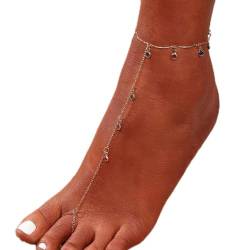 Ushiny Boho Fußkettchen Gold Kristall Perlen Quaste Fußkettchen Strand Totem Fußkette Schmuck mit Zehenring für Frauen und Mädchen von Ushiny