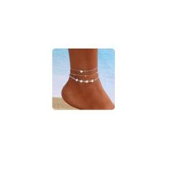 Ushiny Boho Fußkettchen für Damen Gold Fußkettchen Muschel Knöchelschmuck Perlen Strand Fußkette für Mädchen von Ushiny