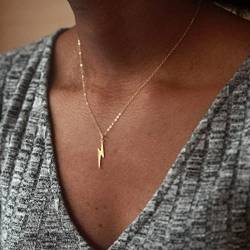 Ushiny Boho Lightning Halskette Kette Gold Anhänger Halsketten Einfache Initiale Halskette Schmuck für Frauen und Mädchen (Gold) von Ushiny