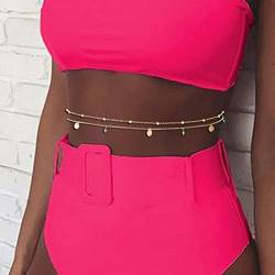 Ushiny Boho Taillenkette Perlen Bauchkette Layered Pailletten Körperkette Sommer Körperzubehör für Frauen und Mädchen (Gold) von Ushiny
