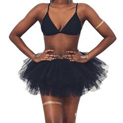 Ushiny Damen Kostüm Tüllrock Minirock Petticoat Tutu Unterrock Klassisch Elastisch 6 Lagig Tülle Ballet Tanzkleid Unterkleid Cosplay Minirock von Ushiny