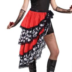 Ushiny Halloween Rock schwarzer mehrlagiger Tüllrock Skelett Festival Kostüm Totenkopf Party Outfit für Damen und Mädchen von Ushiny