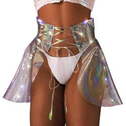 Ushiny Leuchtrock transparente LED-Röcke Rave Outfit Festival Kostüm für Damen und Mädchen von Ushiny