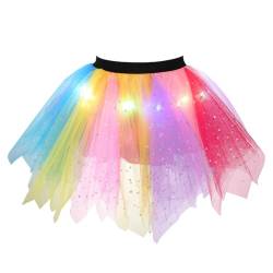 Ushiny Light Up Mädchen Tutu Rock Bunte LED Tüll Röcke Rave Outfit Festival Kostüm für Mädchen(Bunt) von Ushiny