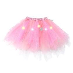 Ushiny Light Up Mädchen Tutu Rock Bunte LED Tüll Röcke Rave Outfit Festival Kostüm für Mädchen(Pink) von Ushiny