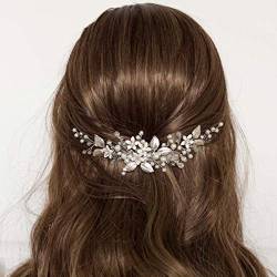 Ushiny Perlenbraut Hochzeits Haarranke Blattsilber Braut Stirnband Strass Stylist Haarschmuck für Frauen und Mädchen von Ushiny