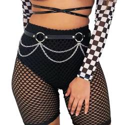 Ushiny Punk-Damen-Taillengürtel, Leder-Körpergürtel, Halloween-Zubehör, Festival-Rave-Outfit für Frauen und Mädchen von Ushiny