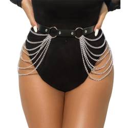 Ushiny Punk Damen Taillengürtel aus PU Leder modischer Körpergürtel Halloween Zubehör Rave Outfit für Frauen und Mädchen von Ushiny