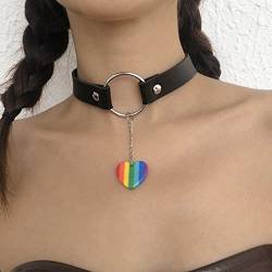 Ushiny Punk Leder Choker Halskette, gotisch Leder Halsketten Rock Lederhalsband Halskette Schmuck Zubehör für Frauen und Mädchen von Ushiny