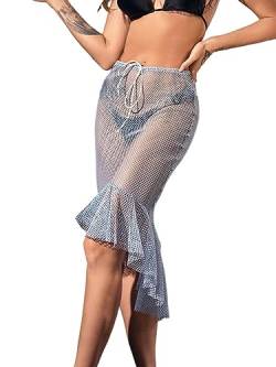 Ushiny Rock Fischschwanz Röcke Bleistift Midirock figurbetont dehnbar Festival Kostüm Party-Outfit für Frauen und Mädchen (Blau) von Ushiny