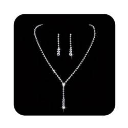 Ushiny Silbernes Brautschmuck-Set Hochzeit Kristall Halskette und Ohrringe Set glitzernde Strass baumelnde Tropfen Ohrringe Halskette Schmuck für Frauen und Mädchen von Ushiny