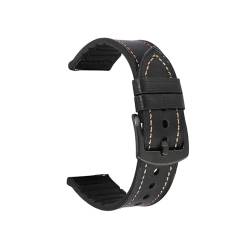 22mm 20mm Uhrenarmband passend for Samsung Galaxy 3 Watch 42mm 46mm GEAR S3 Active2 Echtes Leder Gummiband Schnelle Realese Uhrenarmbänder (Color : Black, Size : 20mm) von UsmAsk