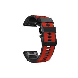 26 22 mm Silikon-Uhrenarmband, passend for Garmin Fenix ​​6X 6 Pro 7X 7 Epix Gen 2, Easyfit-Armband, passend for Fenix ​​5 5XPlus Smartwatch-Armband (Color : Red black, Size : 22mm) von UsmAsk