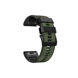 26 22MM Silikon-Uhrenarmband passend for Garmin Fenix ​​6X 6 Pro 7X 7 Epix Gen 2 Easyfit-Armband Fenix ​​5 5XPlus Smartwatch-Armband (Color : Army green black, Size : 22mm) von UsmAsk