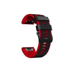 26 22MM Silikon-Uhrenarmband passend for Garmin Fenix ​​6X 6 Pro 7X 7 Epix Gen 2 Easyfit-Armband Fenix ​​5 5XPlus Smartwatch-Armband (Color : Black Red, Size : 22mm) von UsmAsk