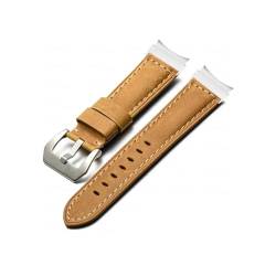 Echtlederarmband passend for Samsung Galaxy Watch 6 Classic 47 mm 43 mm Schnellverschlussarmband passend for Galaxy Watch 4 5 Pro Armband 20 mm (Color : Light Brown-Silver, Size : Galaxy Watch 6 40m von UsmAsk